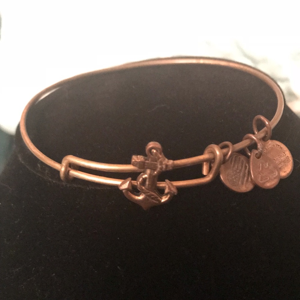 Alex & Ani Gold Tone Anchor Slide Bracelet